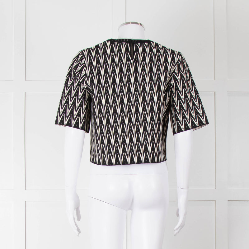 Alexander McQueen Black Cream Geometric Print Knit Top
