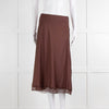 ba&sh Brown Mid Skirt With Lace Trim
