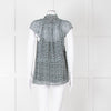 Proenza Schouler White Green Black Silk Raw Trim Sleeveless Top