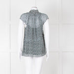 Proenza Schouler White Green Black Silk Raw Trim Sleeveless Top