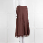 ba&sh Brown Mid Skirt With Lace Trim