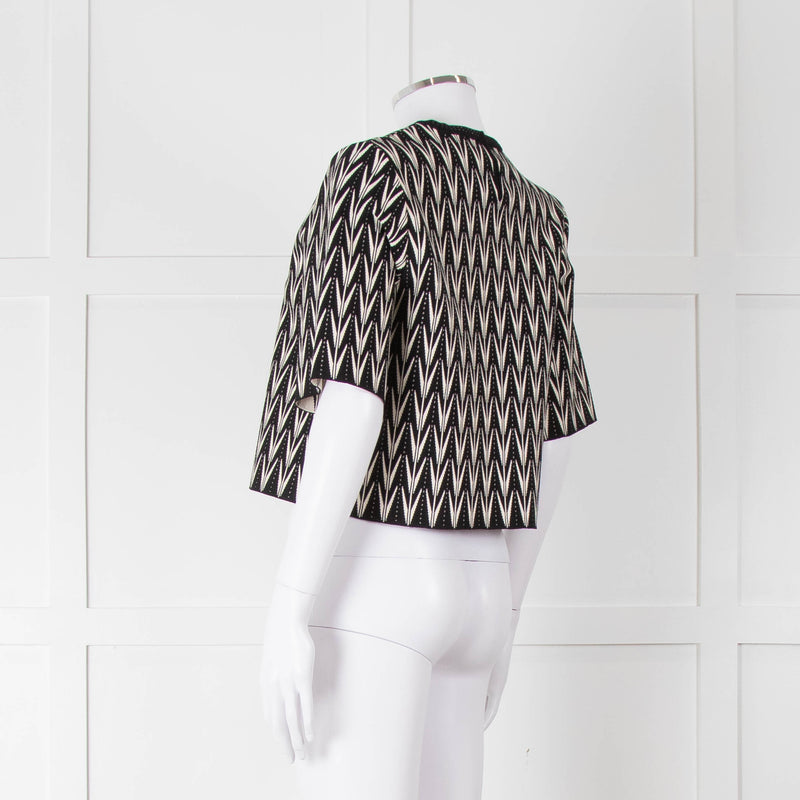Alexander McQueen Black Cream Geometric Print Knit Top