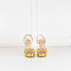 Gucci Gold and Silver Strappy Platform Heels with Ankle Straps