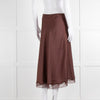ba&sh Brown Mid Skirt With Lace Trim