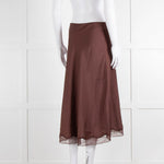 ba&sh Brown Mid Skirt With Lace Trim