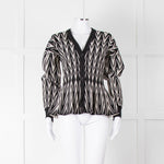 Alexander McQueen Black Cream Geometric Print Fit & Flare Cardigan