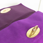 Mulberry Purple Suede Gold Clasp Clutch Bag
