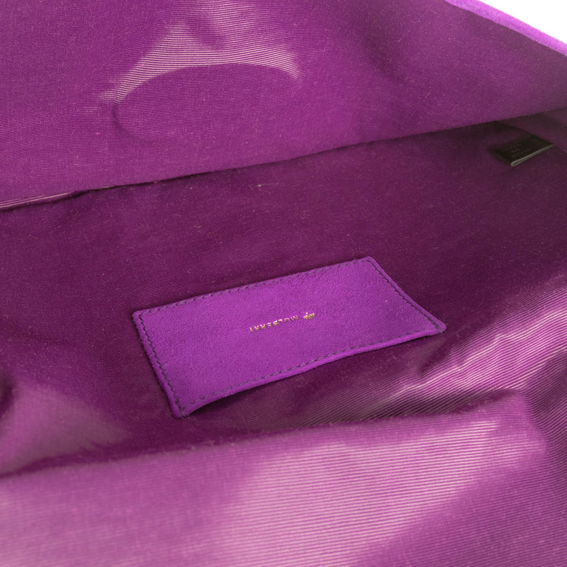 Mulberry Purple Suede Gold Clasp Clutch Bag
