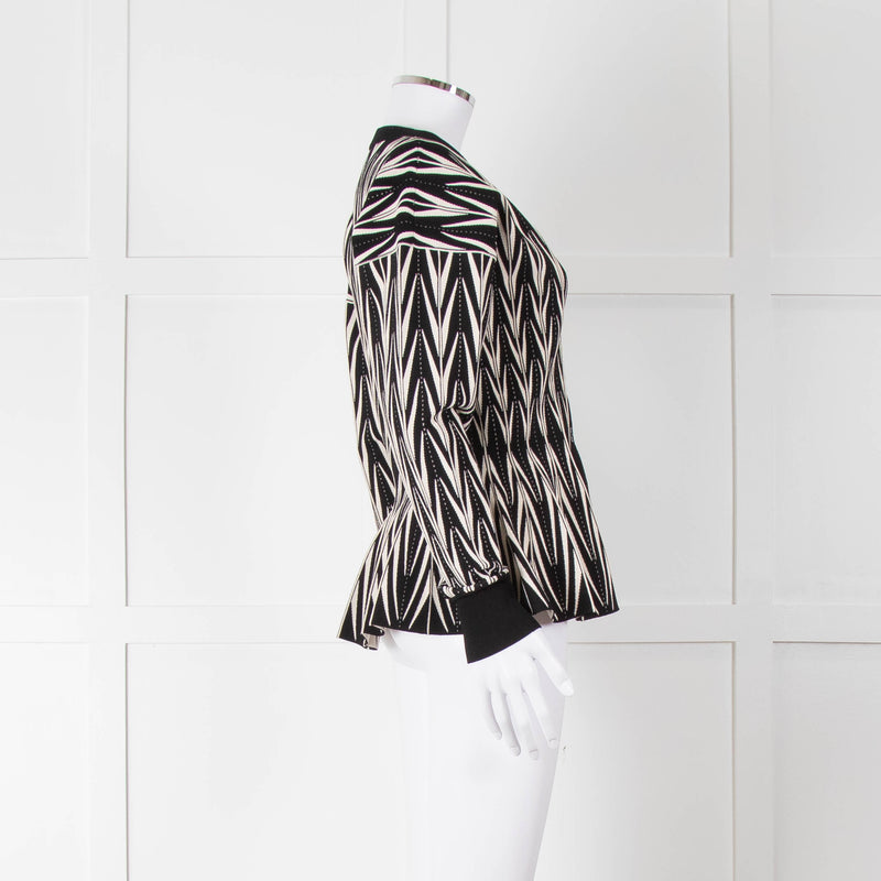 Alexander McQueen Black Cream Geometric Print Fit & Flare Cardigan