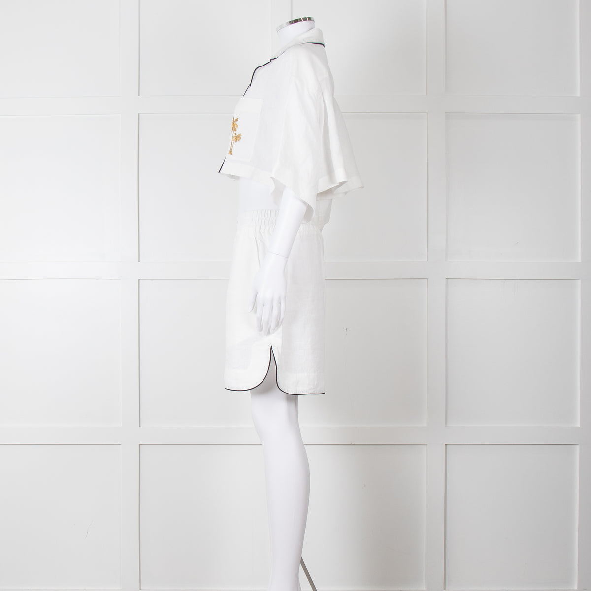 Palm Angels White Linen Cropped Pyjama Style Co-ord