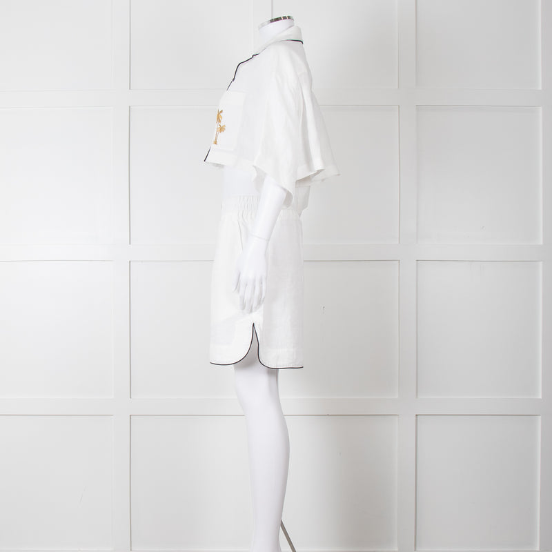 Palm Angels White Linen Cropped Pyjama Style Co-ord