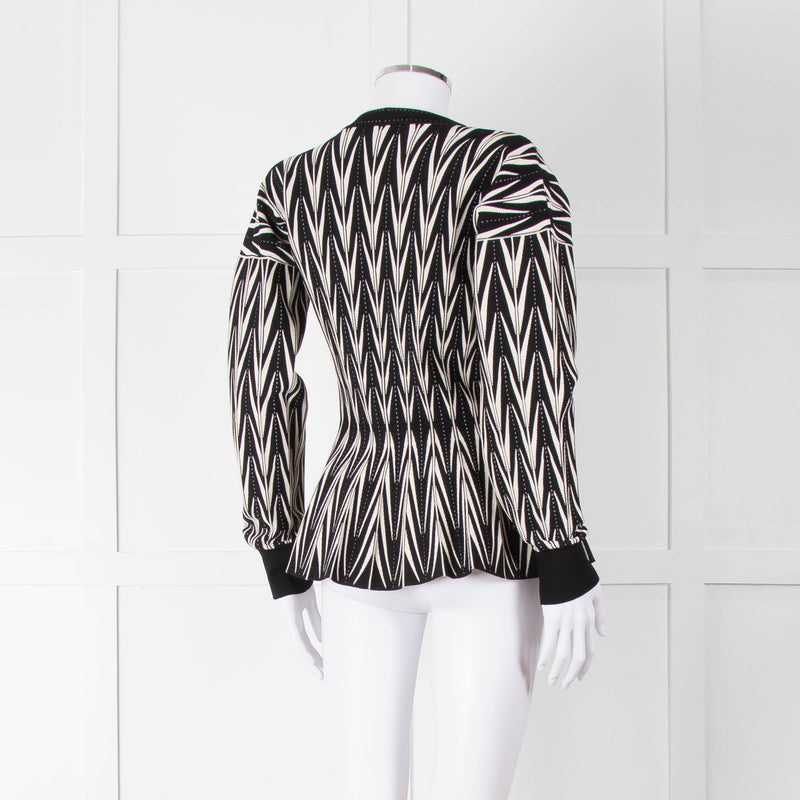 Alexander McQueen Black Cream Geometric Print Fit & Flare Cardigan