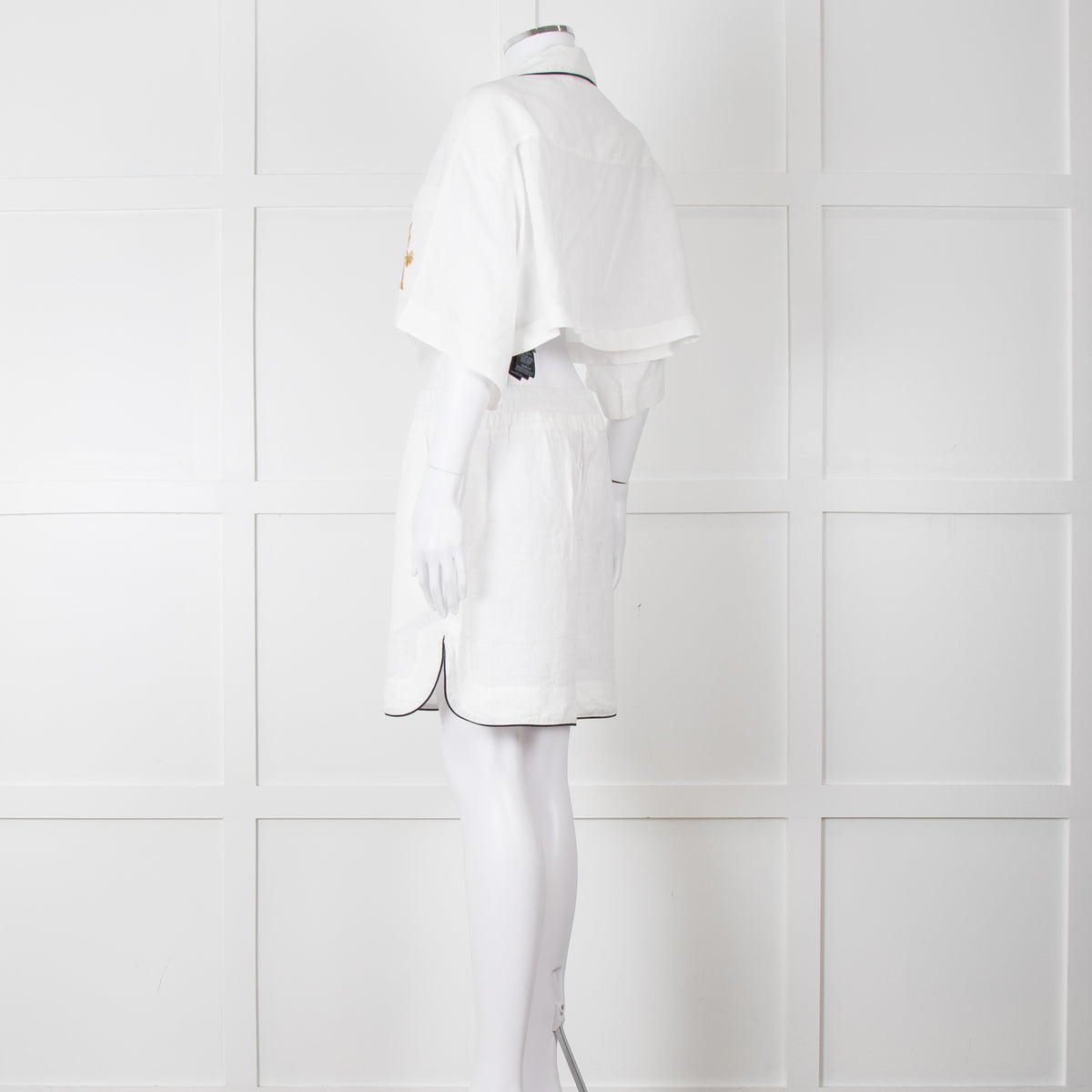Palm Angels White Linen Cropped Pyjama Style Co-ord