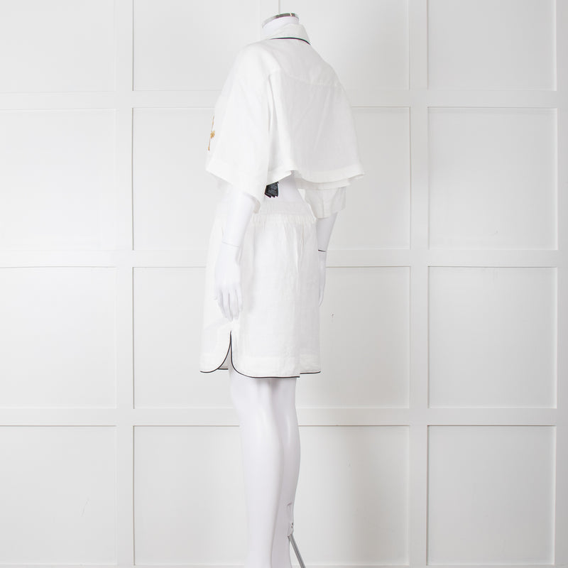 Palm Angels White Linen Cropped Pyjama Style Co-ord