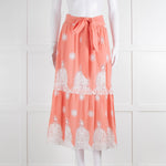 Miguelina Peach Skirt (has belt) With White Broderie Inserts