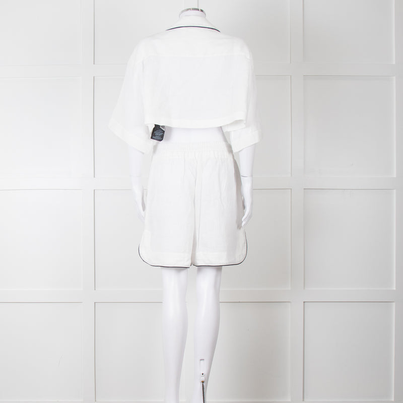 Palm Angels White Linen Cropped Pyjama Style Co-ord
