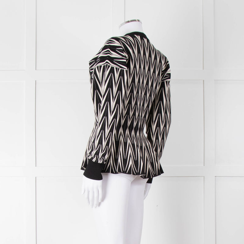 Alexander McQueen Black Cream Geometric Print Fit & Flare Cardigan
