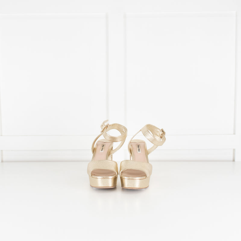 Miu Miu Gold Donna Platform Sandal