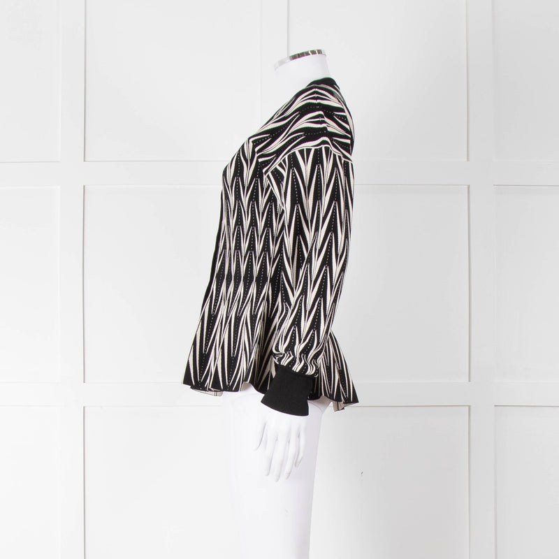 Alexander McQueen Black Cream Geometric Print Fit & Flare Cardigan