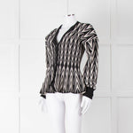 Alexander McQueen Black Cream Geometric Print Fit & Flare Cardigan