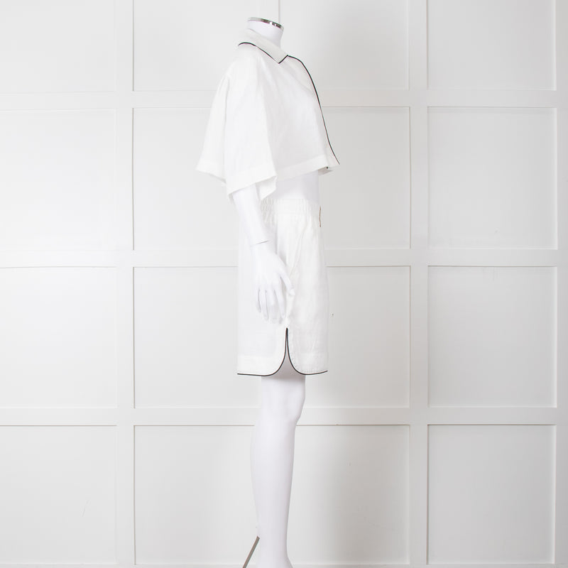 Palm Angels White Linen Cropped Pyjama Style Co-ord