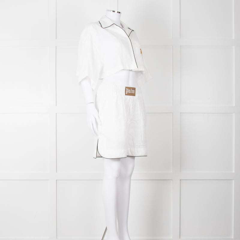Palm Angels White Linen Cropped Pyjama Style Co-ord