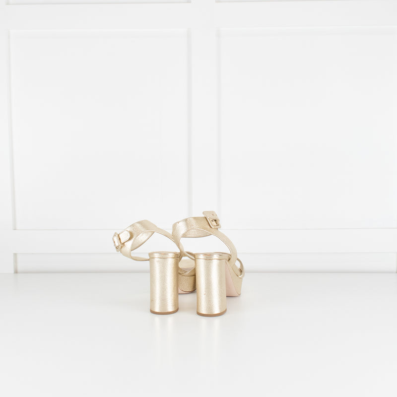 Miu Miu Gold Donna Platform Sandal