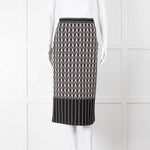 Alexander McQueen Black Cream Geometric Print Pencil Skirt