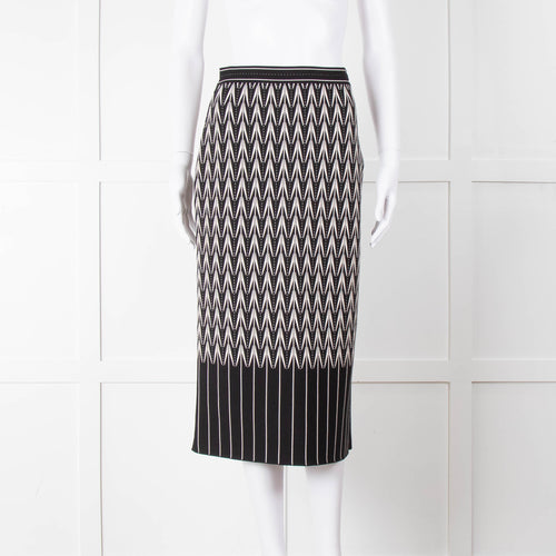 Alexander McQueen Black Cream Geometric Print Pencil Skirt