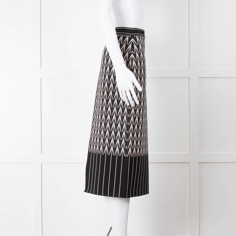 Alexander McQueen Black Cream Geometric Print Pencil Skirt