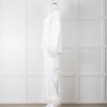 Nadine Merabi White Satin Feather Trim Pyjama Set
