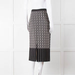 Alexander McQueen Black Cream Geometric Print Pencil Skirt