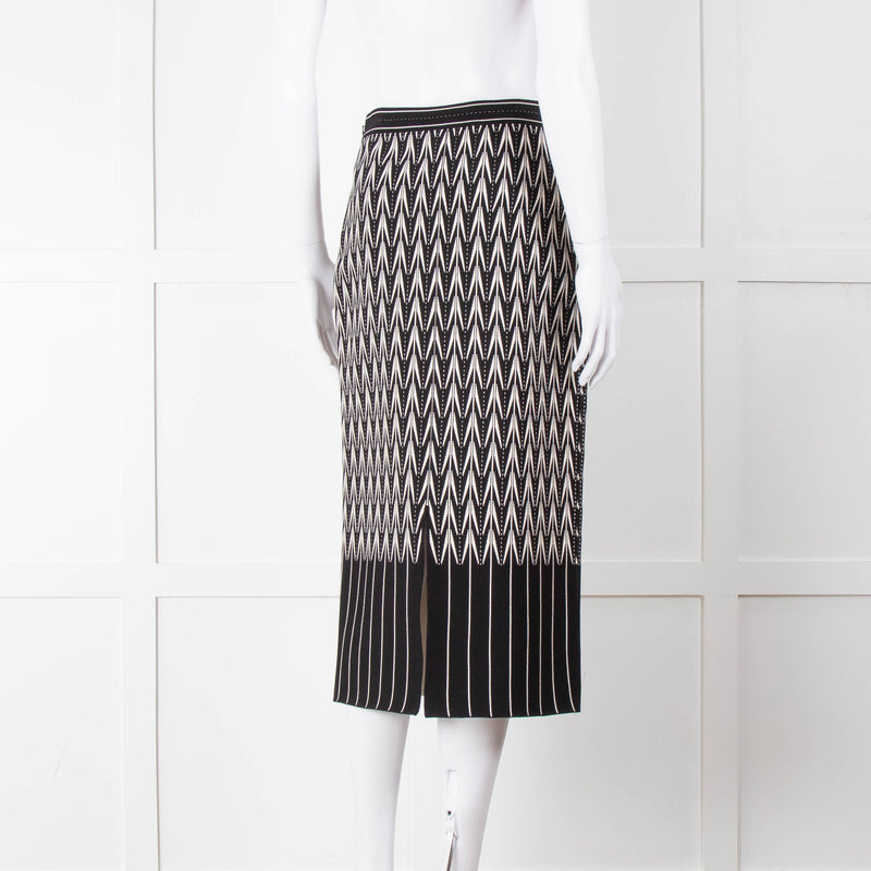 Alexander McQueen Black Cream Geometric Print Pencil Skirt