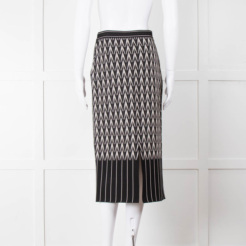 Alexander McQueen Black Cream Geometric Print Pencil Skirt