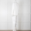 Nadine Merabi White Satin Feather Trim Pyjama Set