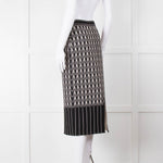 Alexander McQueen Black Cream Geometric Print Pencil Skirt
