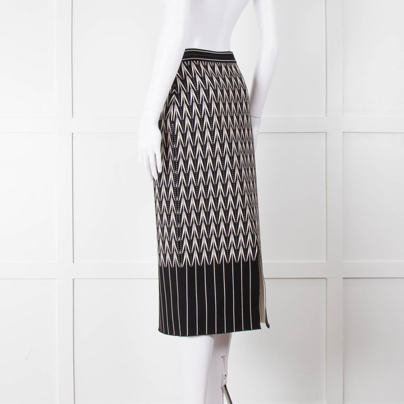 Alexander McQueen Black Cream Geometric Print Pencil Skirt