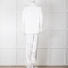 Nadine Merabi White Satin Feather Trim Pyjama Set