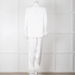 Nadine Merabi White Satin Feather Trim Pyjama Set