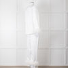 Nadine Merabi White Satin Feather Trim Pyjama Set