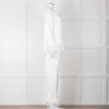 Nadine Merabi White Satin Feather Trim Pyjama Set