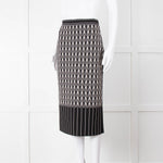 Alexander McQueen Black Cream Geometric Print Pencil Skirt