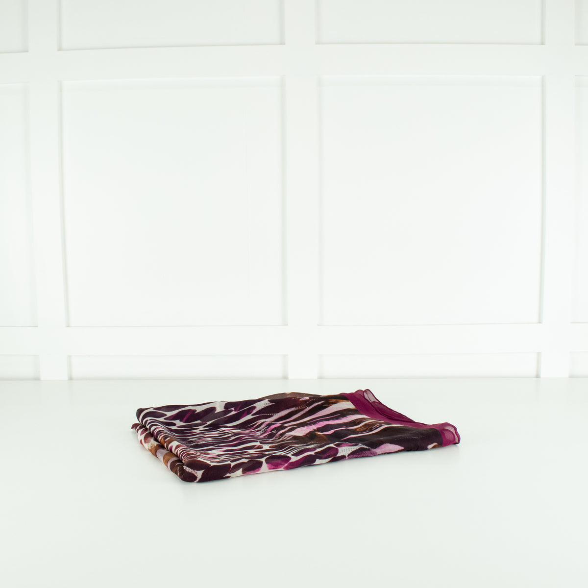 Salvatore Ferragamo Purple and Tan Silk Chiffon Long Scarf