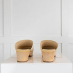 Chanel Beige Black Toe Painted Leather Clogs