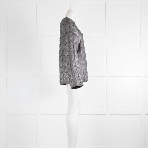 Toteme Grey Silver Coated Cable Wool Sweater