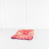 Salvatore Ferragamo Pink and Orange Leaf Print Silk Scarf