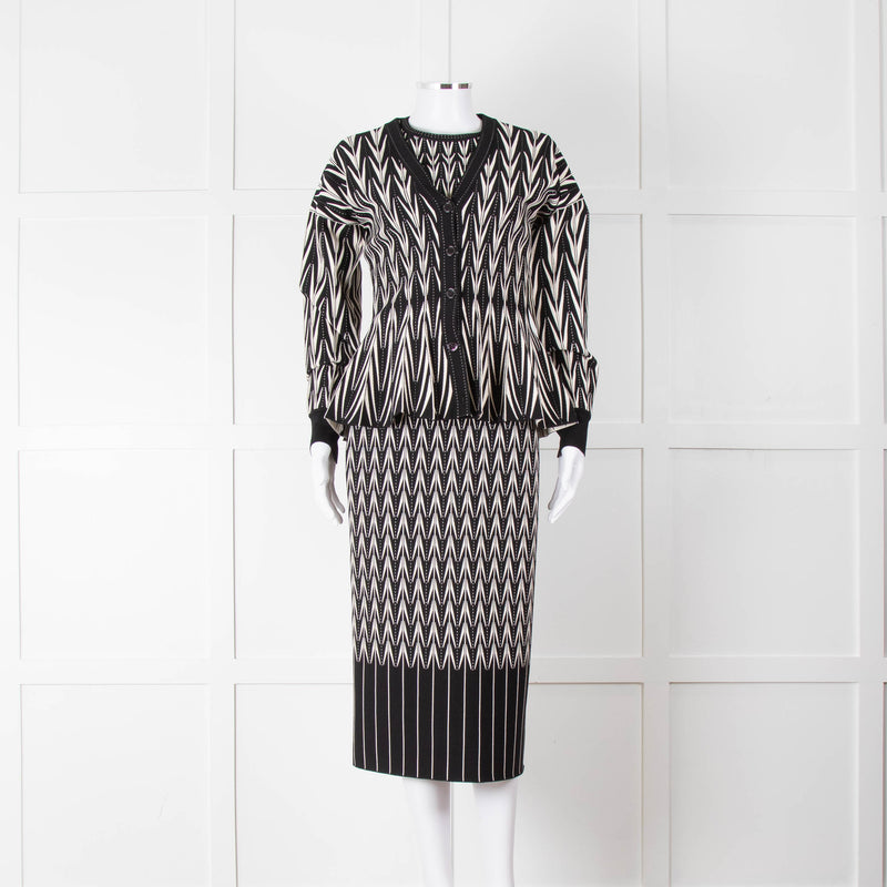 Alexander McQueen Black Cream Geometric Print Knit Top
