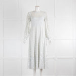 Needle & Thread Off White Sequinned Long Sleeve Midi Dress