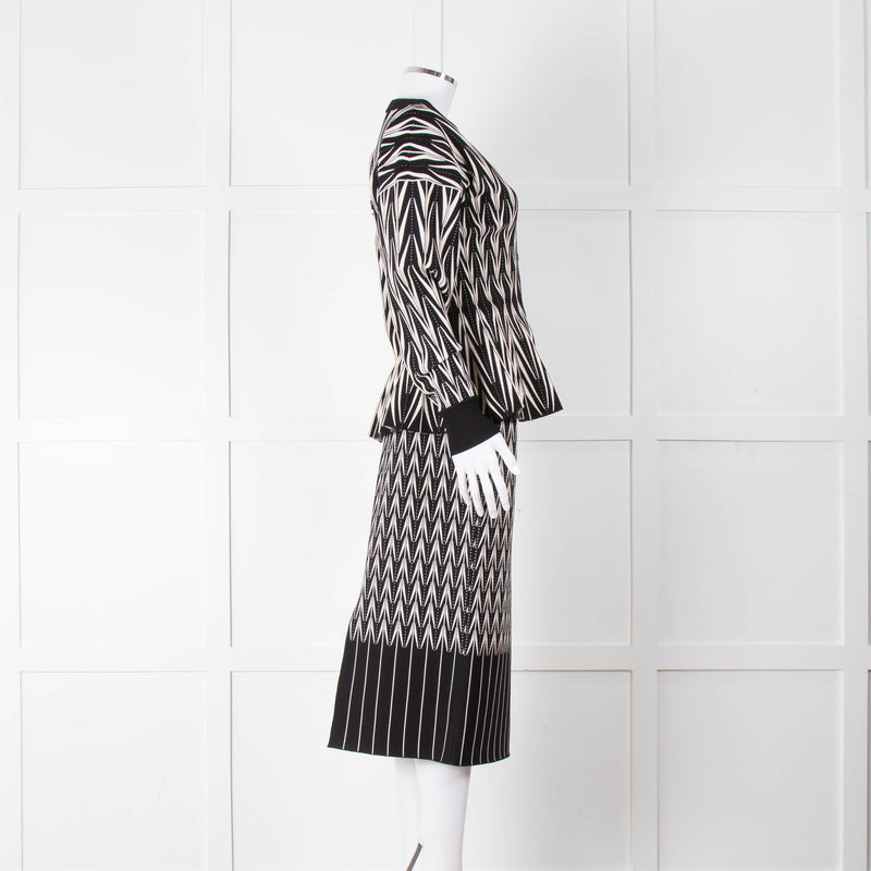 Alexander McQueen Black Cream Geometric Print Fit & Flare Cardigan