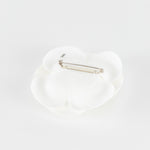 Chanel Cream Fabric Camelia Silver CC Logo Brooch